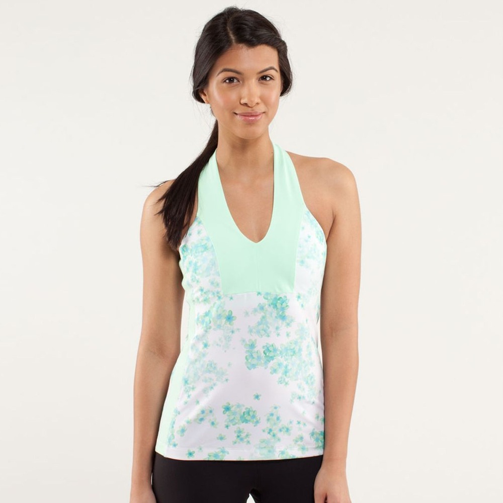 LULULEMON Open Soul Tank Frangipani Very Green / Fresh Teal Size 6